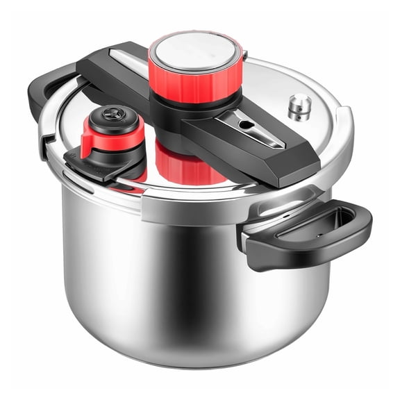 Pressure Cooker 6.3Qt Stainless Steel - Stovetop Pressure Canner with Rack & Lid - 3 Pressure Settings for Meat, Beans, Rice, Soup & More - 100 kPa