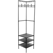 Adifare Coat Rack,Corner Hall Tree Freestanding Coat Rack with 3 Tier Shoes Rack Storage and 10 Movable Hooks Waterproof Entryway Corner Organizer Coat Rack for Home