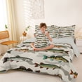 thumbnail image 3 of Feelyou Camo Pike Fish Bedding Comforter Set for Men Women, Retro Farmhouse Wildlife King Bedding Sets, Beige, Grey Reversible, 7pcs, 3 of 7