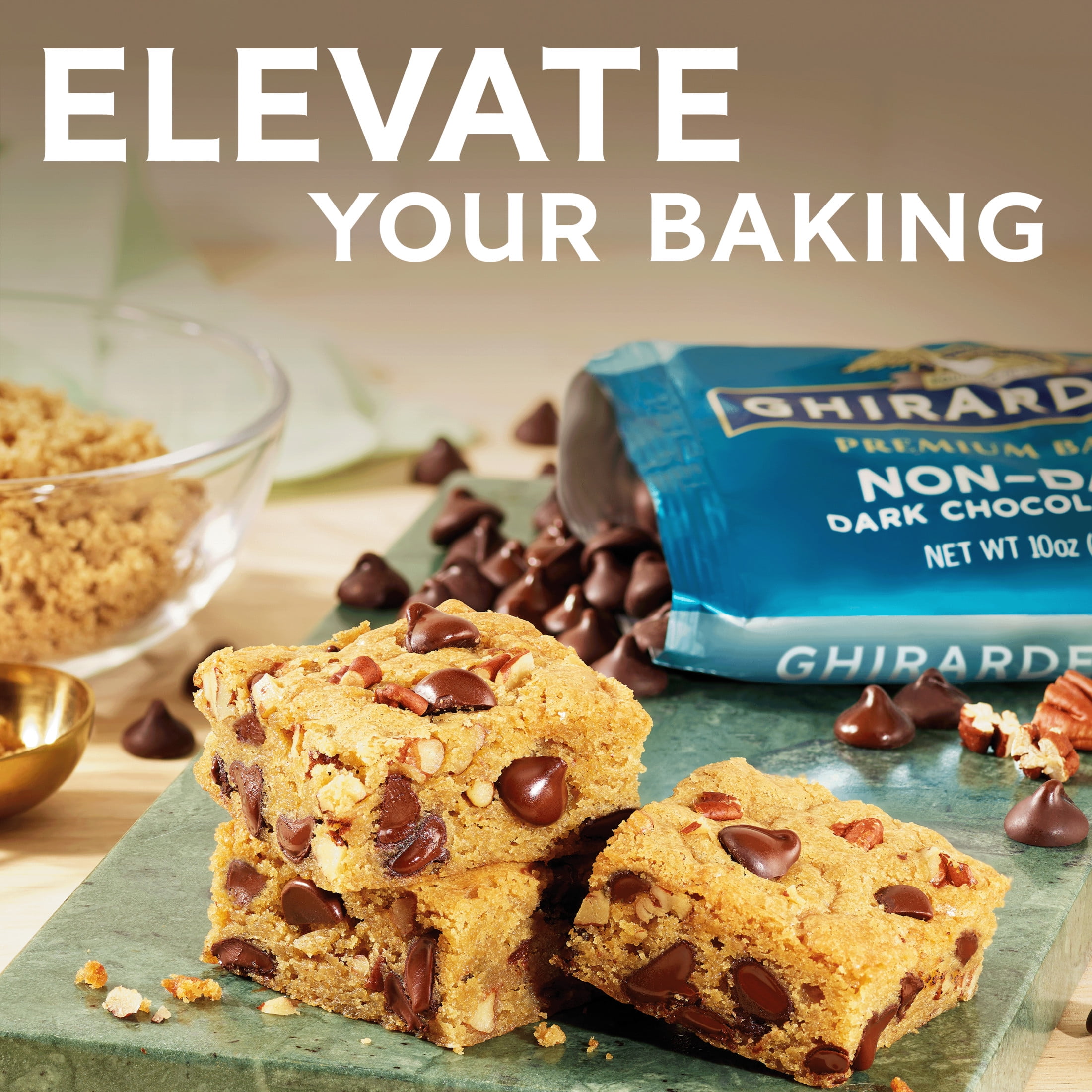 (3 pack) GHIRARDELLI Non-Dairy Dark Chocolate Chips for Baking, Premium Baking Chips, 10 oz Bag