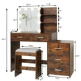 thumbnail image 6 of USIKEY Large Vanity Set with 10 LED Lights for Bedroom, Makeup Table with 3-Drawer Chest, Cushioned Stool, Rustic BrownYSZT030FD, 6 of 8