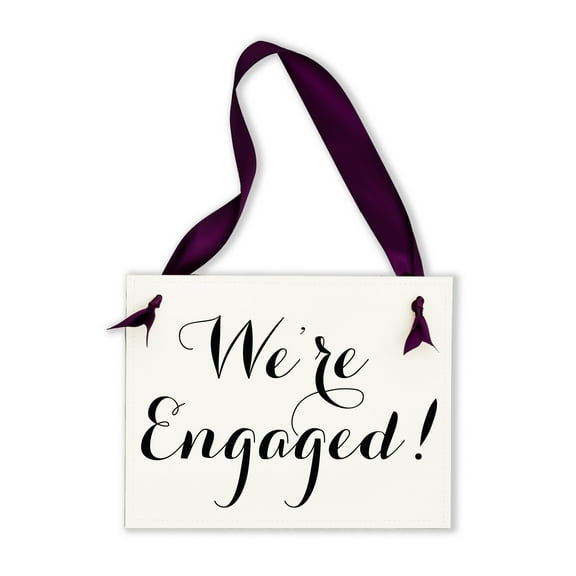 Ritzy Rose We're Engaged Sign | Proposal Announcement Banner for Engagement | Black   Royal Purple
