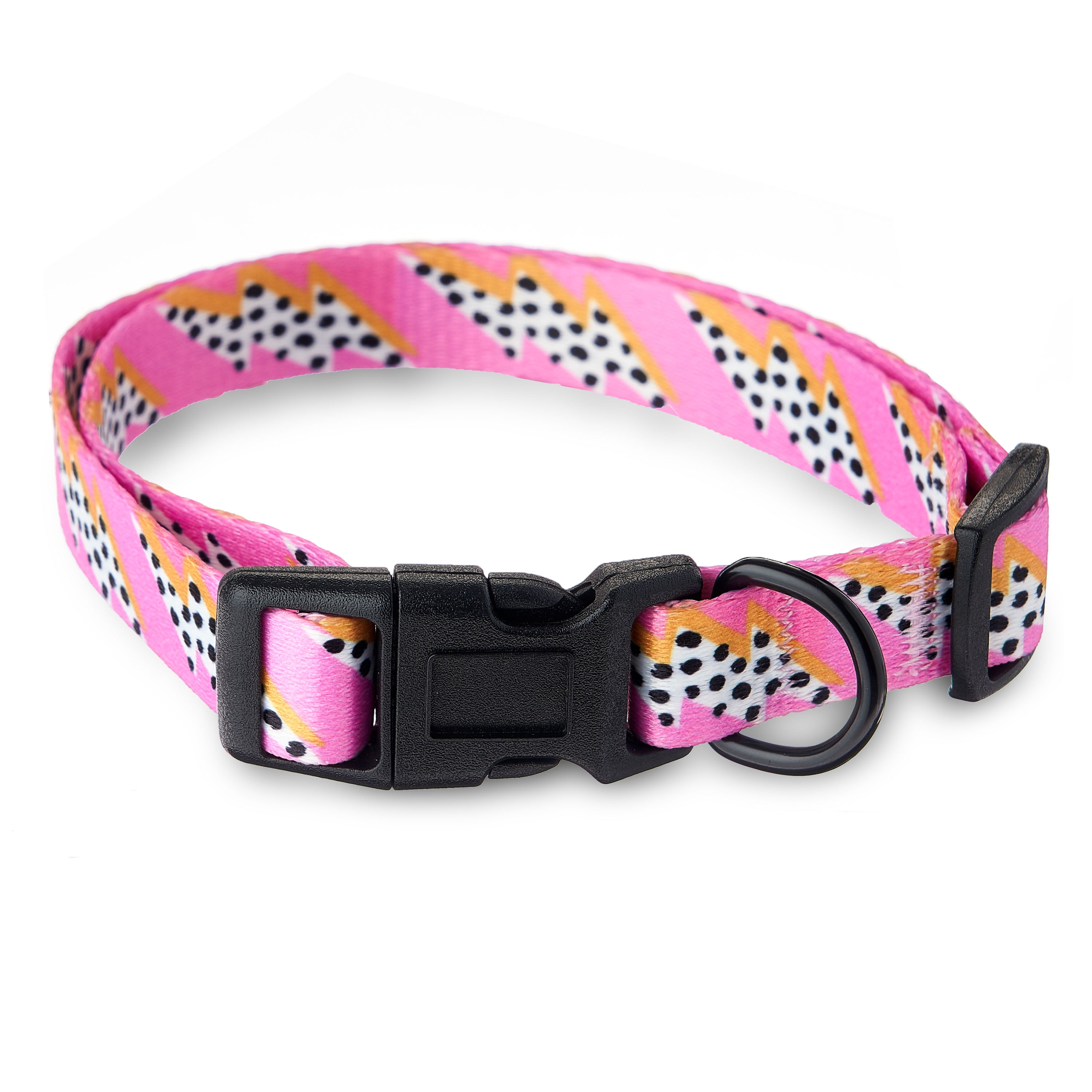 Vibrant Life Lightning Bolt Dog Collar, Pink, M