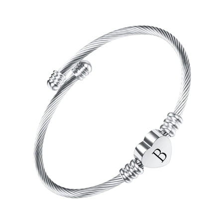 Mother's Day Sale Clearance - Heart Initials Bracelet-A-Z Stainless Steel Engraved Charm Bracelet, Woman Girl Jewelry Birthday Festival Gift