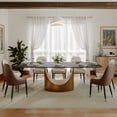 thumbnail image 2 of POVISON 94" Large Modern Dining Table for 8-10, Rectangular Matte Black Sintered Stone Dining Table with Bronze Carbon Steel Pedestal Base, 2 of 13