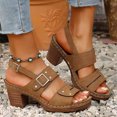 thumbnail image 1 of WILLBEST Sandalias Dama, Sandalias De Tacón Bajo Para Mujer, Ropa Exterior, Zapatos De Mamá Dulce, Zapatos Romanos Con Cremallera Trasera Y Suela Gruesa, 1 of 6