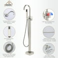 thumbnail image 2 of CASAINC Single-Handle Floor-Mounted Bathtub Faucet High Flow Bathroom Tub Filler with Hand Shower, Brushed Nickel, 2 of 10