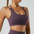 thumbnail image 4 of TrendVibe365 Workout Bras for Women Ribbed Knit No Underwire Push up No Show Bralettes Padded Strappy Back Criss-Cross Back Supportive Corset Bra Full Coverage Comfy Shapewear Purple S, 4 of 6
