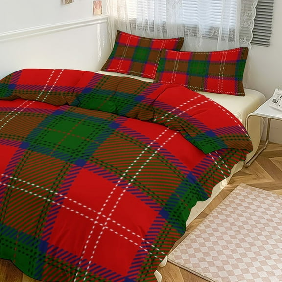 Red Colored Diamond Grid 3D Duvet Cover Set Quilt Cover Theme of for Bedroom Decoration