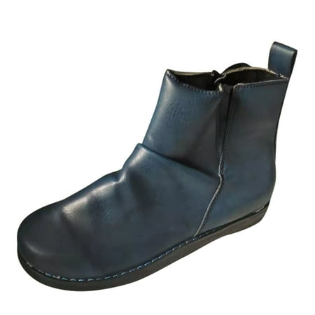 

Wesracia Boots For Women Winter Boots Retro Size Large Color Fashion Flat Solid Short Women s Zipper Boots women s boots