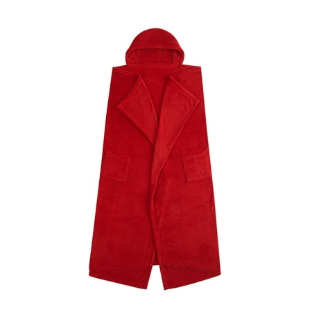 Pop Shop University Soft Plush 50" x 60" Hooded Throw With Pockets, Red, Polyester