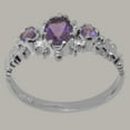 thumbnail image 3 of LBG British Made Real Solid 14k White Gold Natural Amethyst Womens Anniversary Ring - 33 size options - Size 6.25, 3 of 9