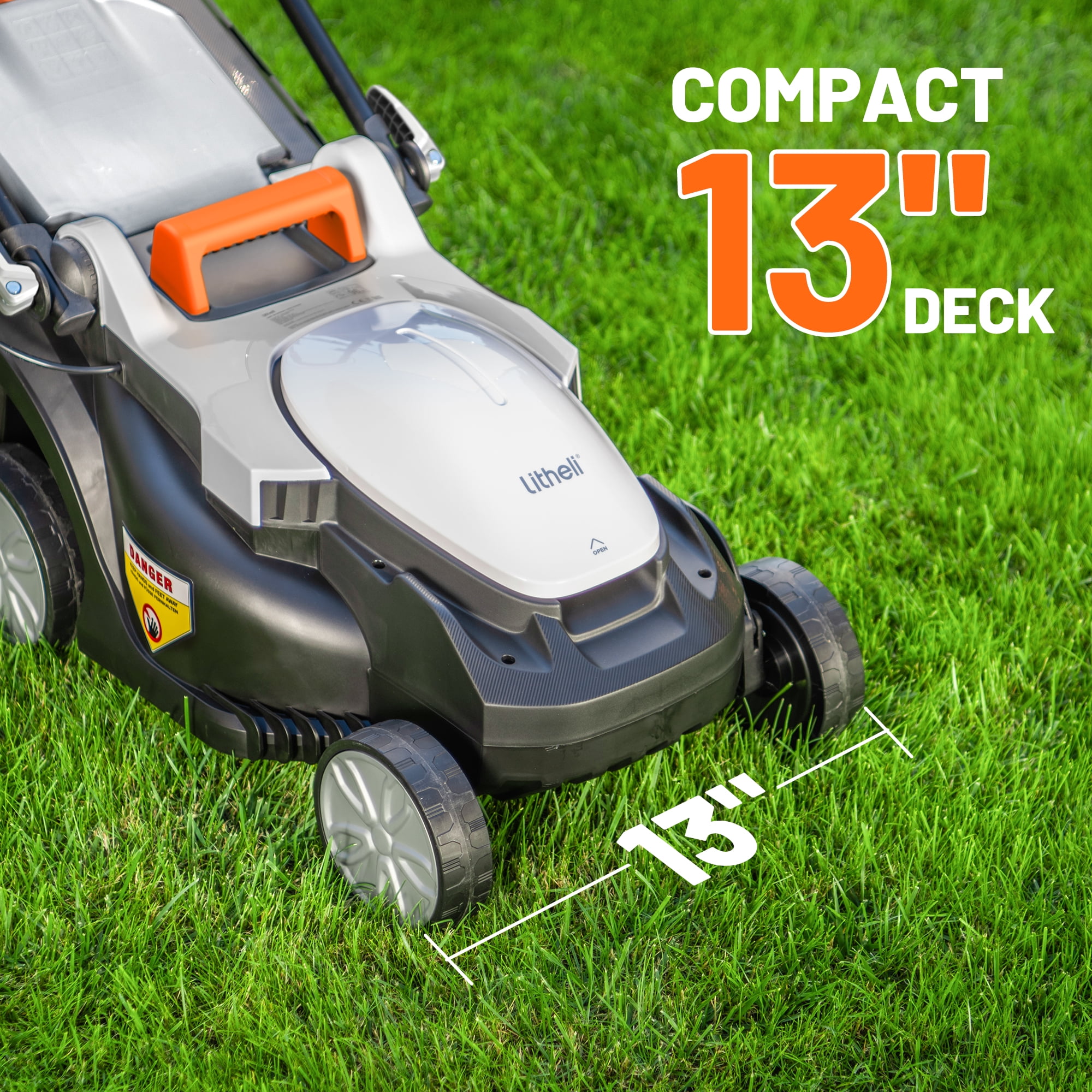 Tondeuse à Gazon Sans Fil Litheli - Largeur De Coupe 33 Cm - 2 Batteries 4.0Ah Incluses - Autonomie Jusqu'à 200 M² - Poignée Pliable
