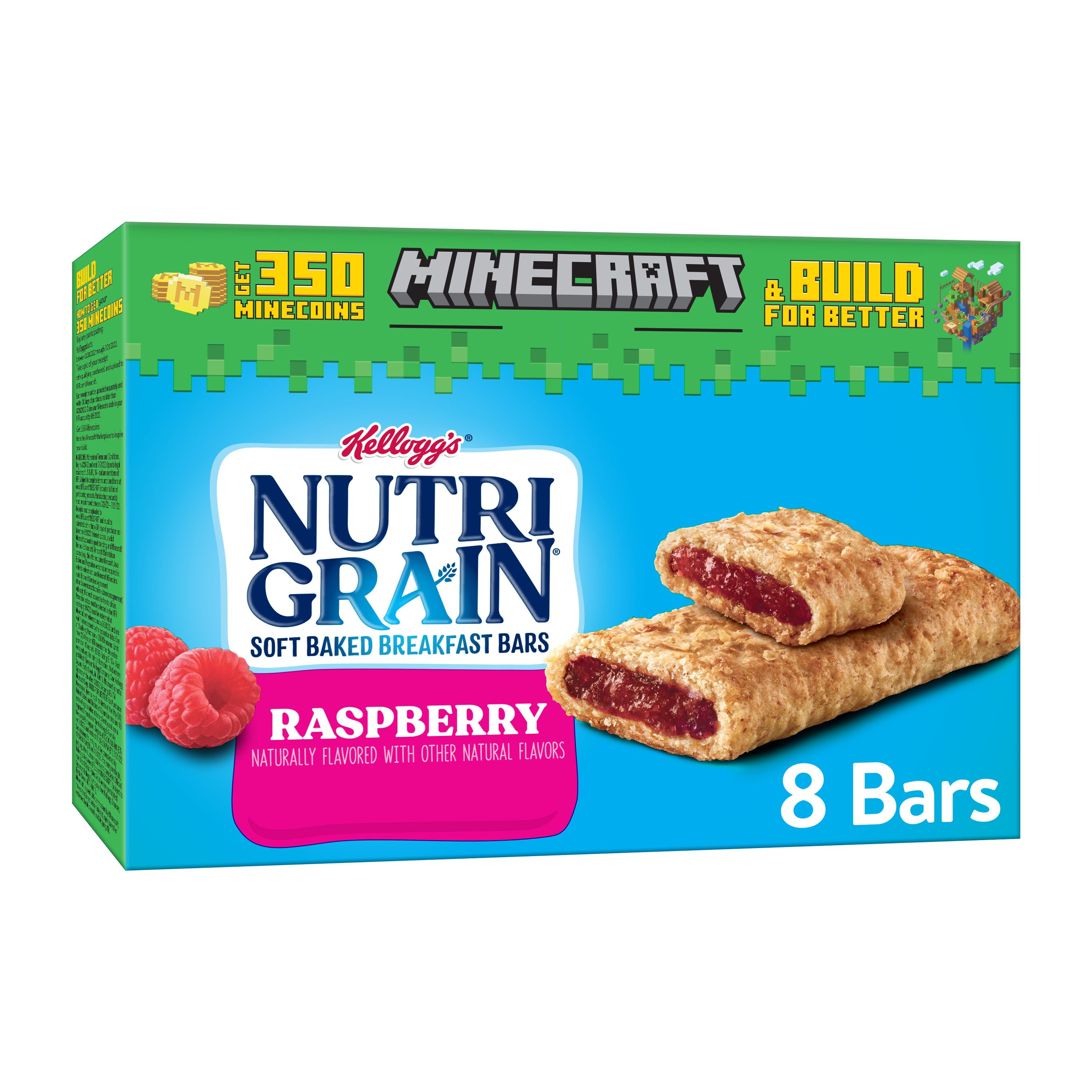 NutriGrain Soft Baked Breakfast Bars, Raspberry, 8 Ct, 10.4 Oz, Box