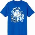 thumbnail image 3 of Boo Ghost Felicia Adult Royal Blue Crew Neck Short Sleeve Tee-XS, 3 of 4