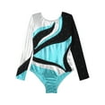 thumbnail image 3 of Alvivi Kids Girls Long Sleeve Gymnastics Leotards Color Block Dance Athletic Jumpsuit A Blue 14, 3 of 7