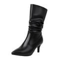 thumbnail image 5 of YLYL Womens Slouchy Mid Calf Boots Stiletto High Heel Leather Booties Pointed Toe Pull on Fall Winter Shoes, 5 of 8