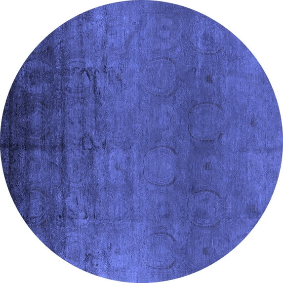 Ahgly Company Indoor Round Oriental Blue Industrial Area Rugs, 7' Round