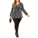 thumbnail image 2 of Blusa de fiesta metálica brillante de manga larga con brillo para mujer de tallas grandes Agnes Orinda 4X plateada, 2 of 8