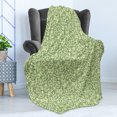 thumbnail image 4 of Green Soft Flannel Fleece Throw Blanket, Swirled Curly Abstract Leaves with Damask Influences Ornate Vintage, Cozy Plush for Indoor and Outdoor Use, 60" x 80", Pale Green Fern Green, by Ambesonne, 4 of 5