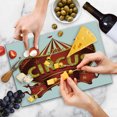 thumbnail image 4 of Circus Cutting Board, Circus Sign Baroque Style Big Top Enjoyment Theme Marquee Nightlife Retro, Decorative Tempered Glass Cutting and Serving Board, Large Size, Yellow White Red, by Ambesonne, 4 of 5