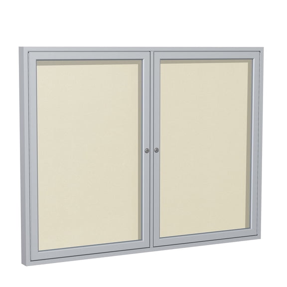 Ghent's Vinyl 36" x 60" 2 Door Enclosed Bulletin Board in Ivory