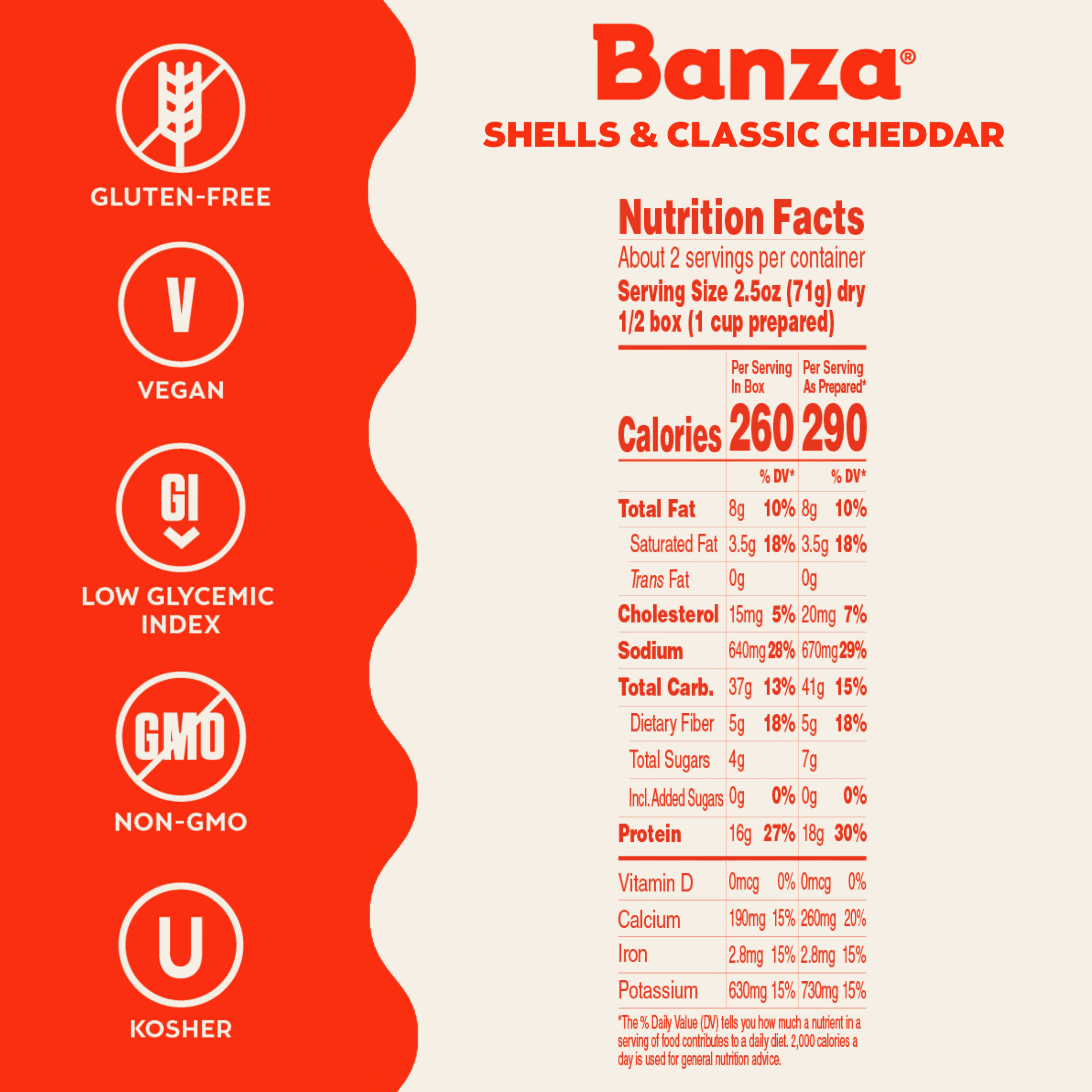 Banza Gluten Free Shells & Cheddar - High Protein, Lower Carb Mac & Cheese Dinner, 5.5oz