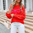 thumbnail image 2 of Bovemsi Womens Sweaters Women's Casual Round Neck Bow Sweater Autumn And Winter Knitted Shoulder Down Fall Sweaters, 2 of 8