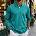 thumbnail image 2 of Delconic Men's Polo Shirt Long Sleeve Moisture Wicking Golf Shirts Sun Protection Collared Work Shirts Turquoise 3XL, 2 of 8