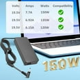 thumbnail image 4 of 150W Laptop Charger for HP Zbook 15 16 17 15u 15v G3 G4 G5 G6 G7 G8 G9, ZBook Studio G3 G4 G5 G6 Fury 15 17 G7 G8 Omen Pavilion 15 17 Laptop Power Supply Charger, 4 of 7