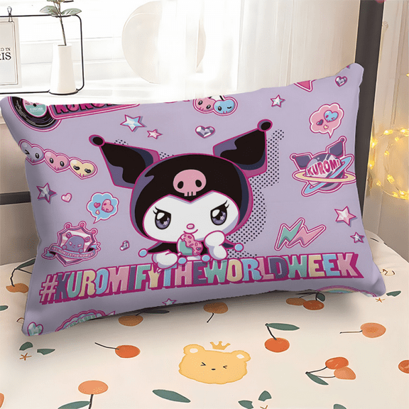 2PCS Cute Kuromi Decorative Pillow Covers - Soft Bed & Sofa Cushion Cases for Home Decor