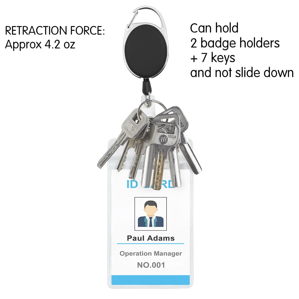 GOGO 14 Pack Retractable ID Badge Holders, Carabiner Badge Reel with Belt Clip & Key Ring-Blue