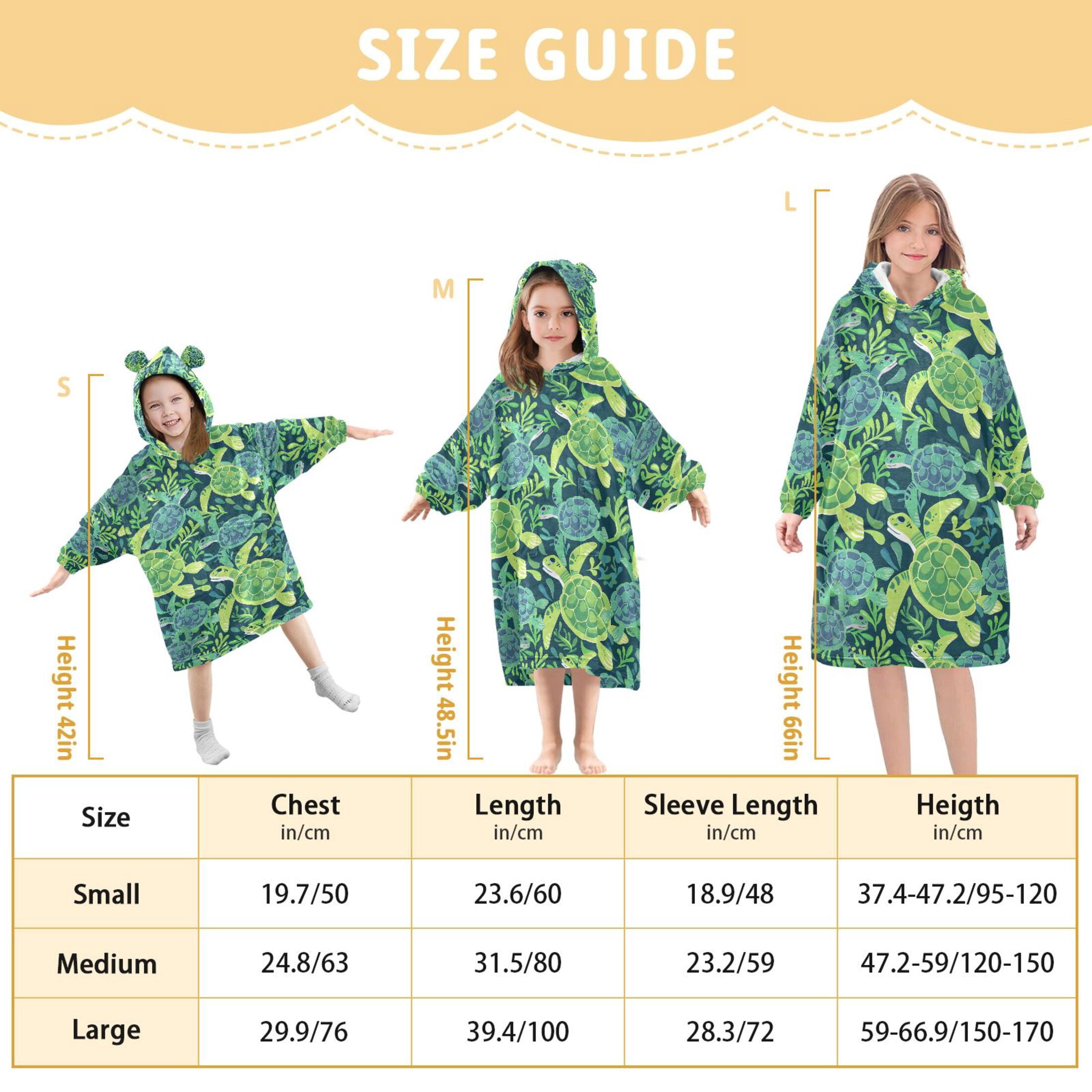 joogoo Blanket Hoodie for Cute Turtles and Seaweed Oversize Sweatshirt 3-14 YR L
