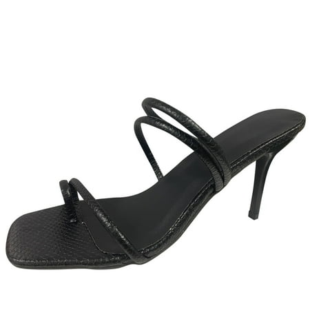 

GNEIKDEING Ladies Summer Solid Color Cover Toe Strap High Heel Sandals Gift on Clearance