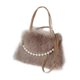 thumbnail image 5 of Bolso de felpa para mujer, elegante y casual, para hombro, para viajes, compras y desplazamientos Café, 5 of 8
