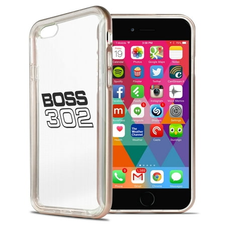 Ford Mustang Boss 302 iPhone 6 6s Shockproof Clear TPU Case with Rose Pink Metal Bumper Hybrid Phone Case
