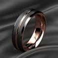 thumbnail image 5 of Tungsten Rings for Women Wedding Bands for Her 6mm Black Brushed Rose Gold, 5 of 7