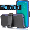 thumbnail image 2 of Value Pack for 5.7" Motorola Moto G7 Play Armor Holster Belt Clip Kickstands Hybrid Shockproof Bumper Screen Protector Dual Layer Raised Bevel Design Enhance Camera Combo Phone Case + [Blue], 2 of 4