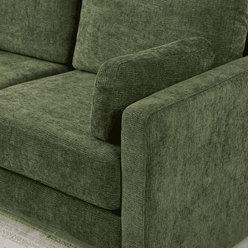 BSHTI 58.66" Small Modern Loveseat Sofa, Mid Century Chenille Fabric 2-Seat Couch Love Seat with Back Cushions, for Living Room, Bedroom and Small Space,Green