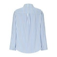 thumbnail image 3 of Clearance Dress Shirts for Women Trendy Long Sleeve Striped Lapel Collar Button Down Tunic Blouses with Side Split (L, Light Blue), 3 of 7