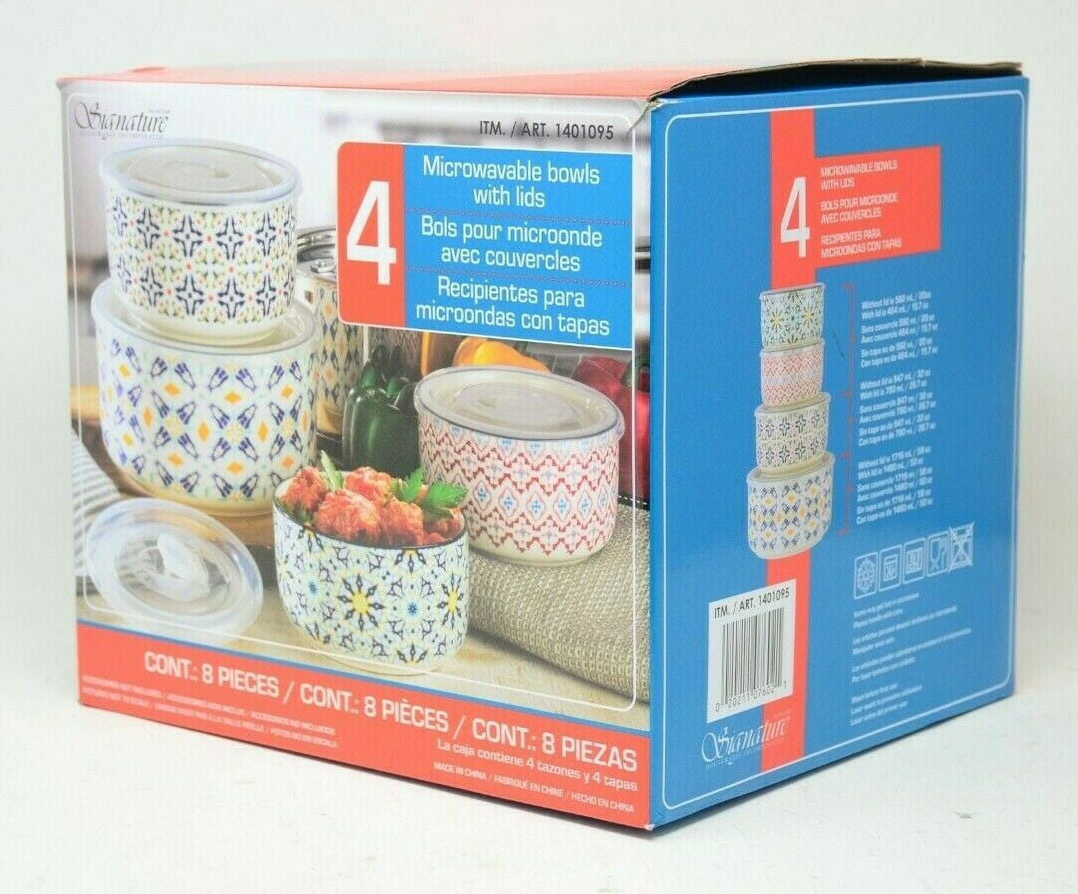 Signature Houseware 6-Piece Microwavable Stoneware Storage Bowls w/ Vented Lids