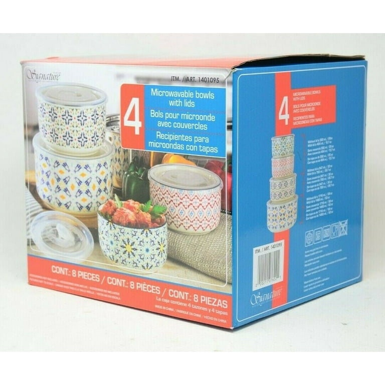 Signature Housewares, Kitchen, Signature Housewares 4pcs Microwavable  Bowls With Lids Ceramic Storage Bowls