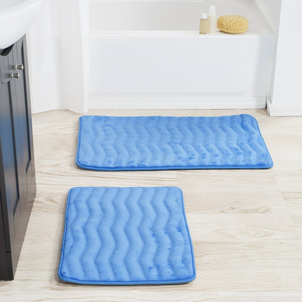 Somerset Home 2 Piece Memory Foam Bath Mat Set Blue