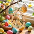 thumbnail image 3 of Cadancy Easter Egg Wooden Hanging Ornaments with Laser Cut Bunny Flower Patterns, Rustic Wood Pendants for Tree Decoration, Farmhouse Mantel Spring Holiday party Home Decor(B), 3 of 5