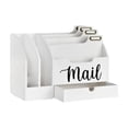 thumbnail image 2 of Organizador de Correspondencia de Madera con Múltiples Compartimentos y Cajón para Ordenar Cartas Sobres Papeles Accesorios Adecuado para Oficina Blanco, 2 of 8