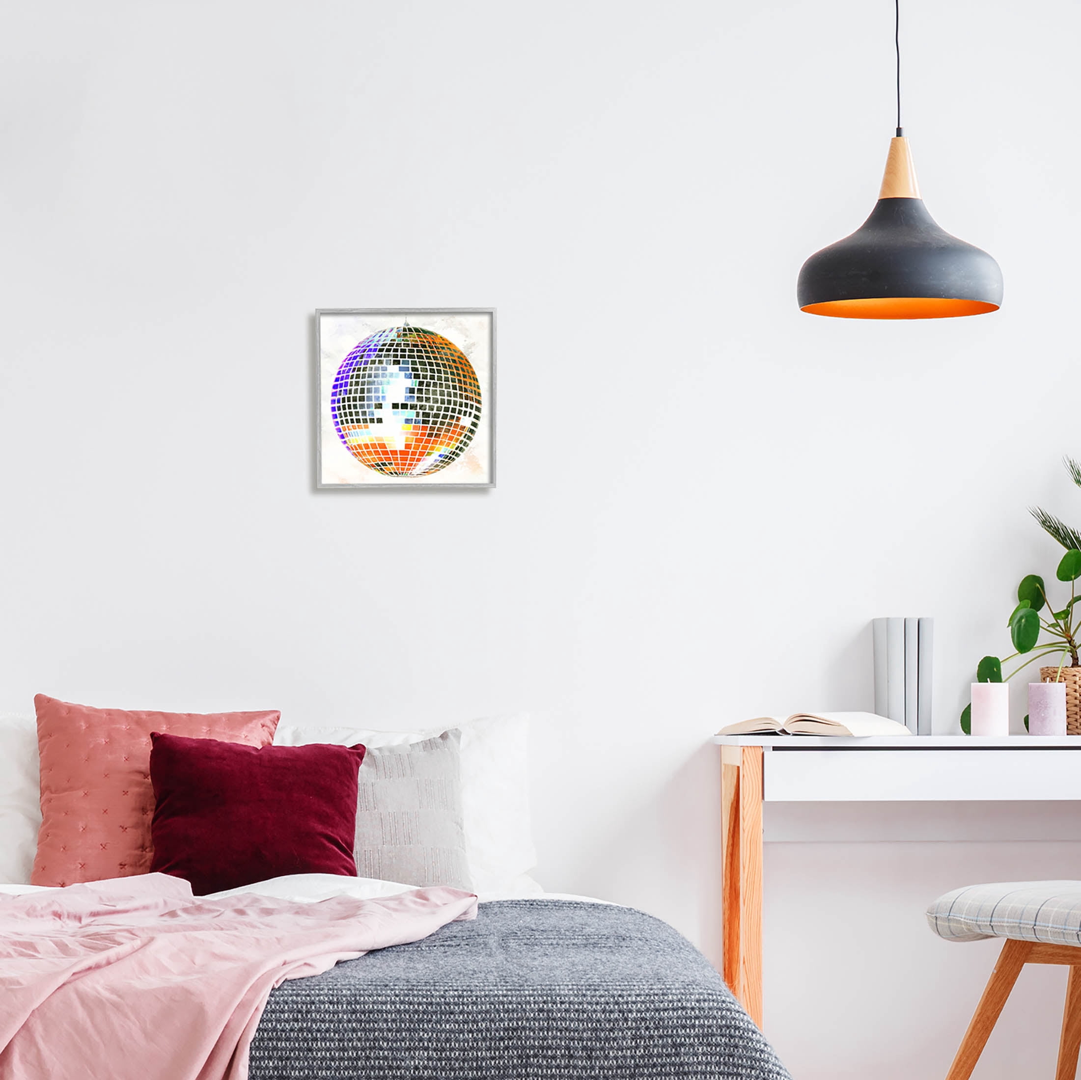Stupell Industries Vivid Disco Ball Pattern Graphic Art Gray Framed Art Print Wall Art, Design by Ziwei Li