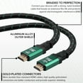 thumbnail image 4 of Ritz Gear Ultra 4K HDMI Cable 2ft 3-Pack Green Braided Nylon with 24K Gold Plated Connectors, 4 of 7