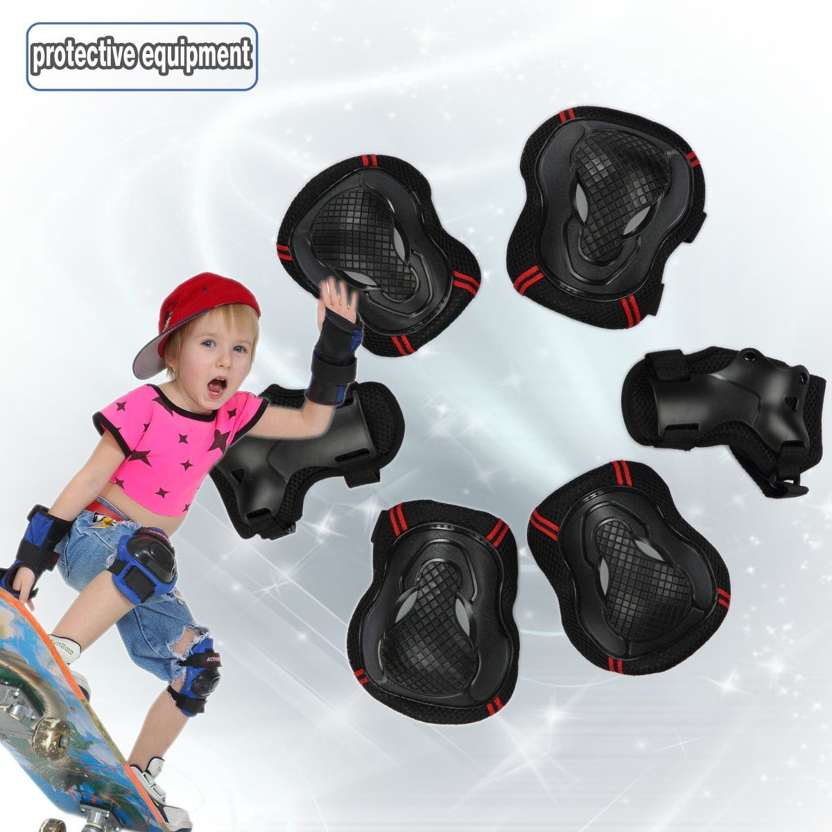 Bestmall Knee Elbow Wrist Protective Pads Sets,CoastaCloud 6pcs Protector Guard Pad Gear,for Child Kids Roller,for... by Besmall