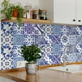thumbnail image 3 of Mi Alma Blue White Vintage Floral Peel & Stick Vinyl Backsplash Tiles 5x5, 24 pcs, 3 of 12