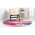 thumbnail image 3 of Unique Loom Estrella Collection Light Colors, Abstract, Modern, Vibrant Area Rug, 6 0 x 6 0 Round, Pink/Ivory, 3 of 5